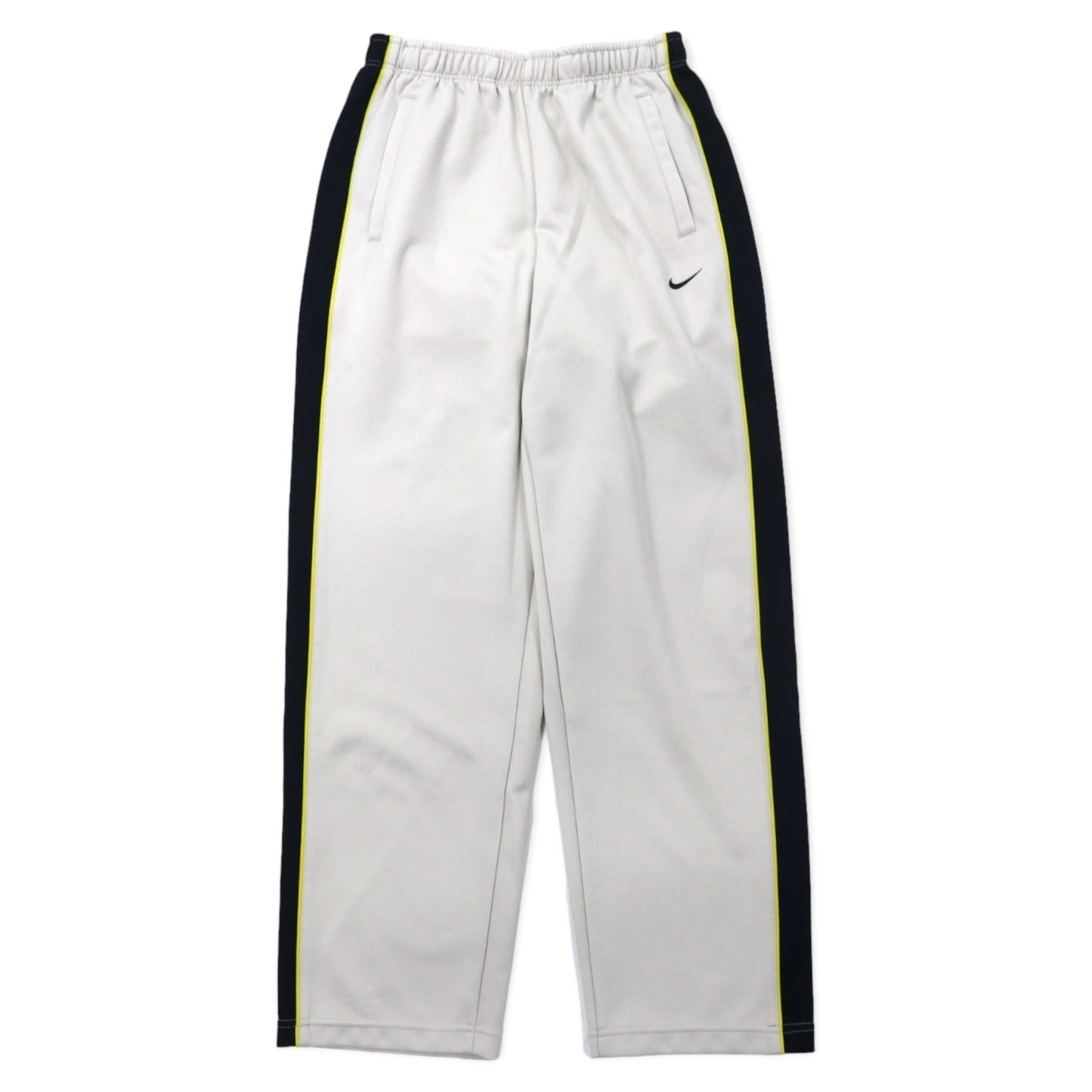 NIKE トラックパンツ ジャージ L ベージュ ポリエステル サイドライン スウォッシュロゴ刺繍