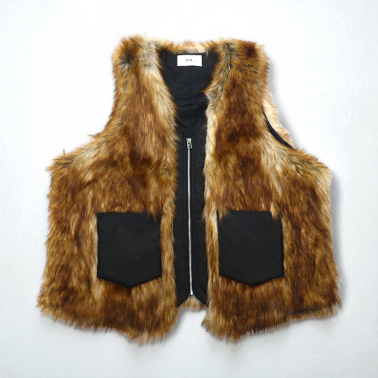 no.  ファーベスト FUR VEST FREE ブラウン エコファー エコレザームートン 22-FW-KVT-01