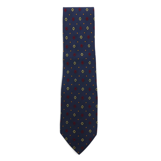 FENDI イタリア製 ヴィンテージ ズッカ FFロゴ ネクタイ ネイビー シルク 小紋 総柄