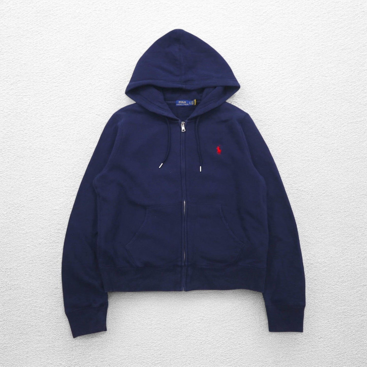 POLO RALPH LAUREN フルジップパーカー L ネイビー コットン スモールポニー刺繍 ダブルジップ
