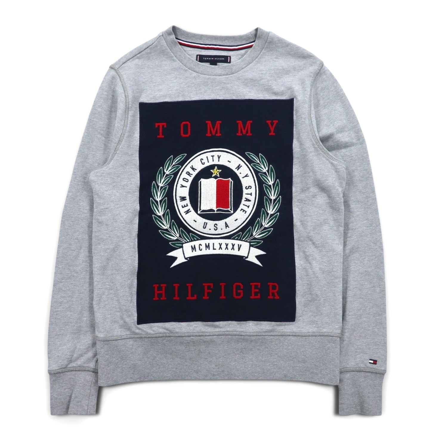 TOMMY HILFIGER プリント クルーネック スウェット S グレー コットン MW0MW09466