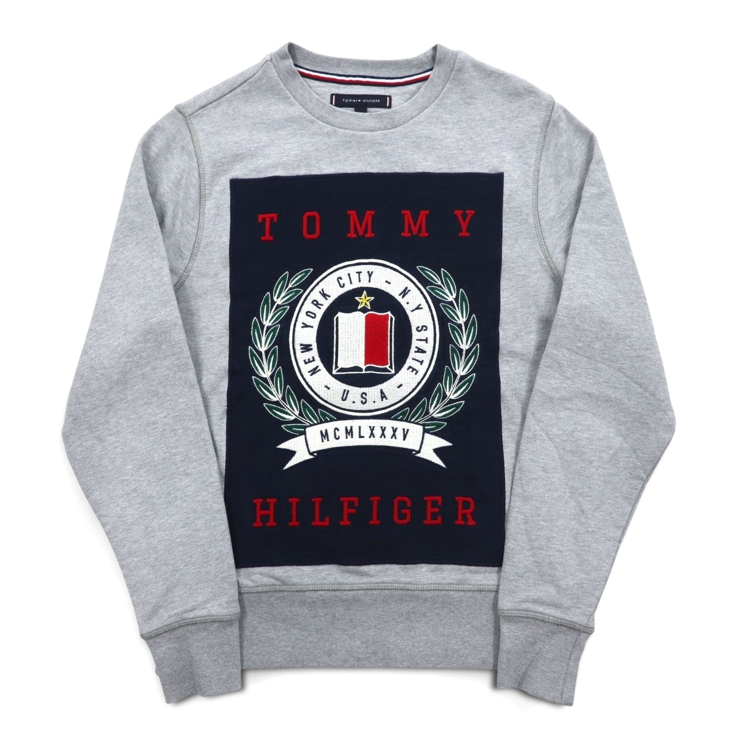 TOMMY HILFIGER プリント クルーネック スウェット S グレー コットン MW0MW09466