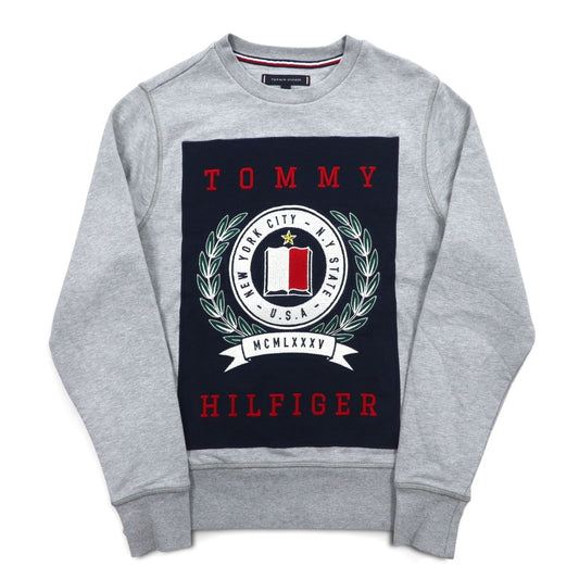 TOMMY HILFIGER プリント クルーネック スウェット S グレー コットン MW0MW09466