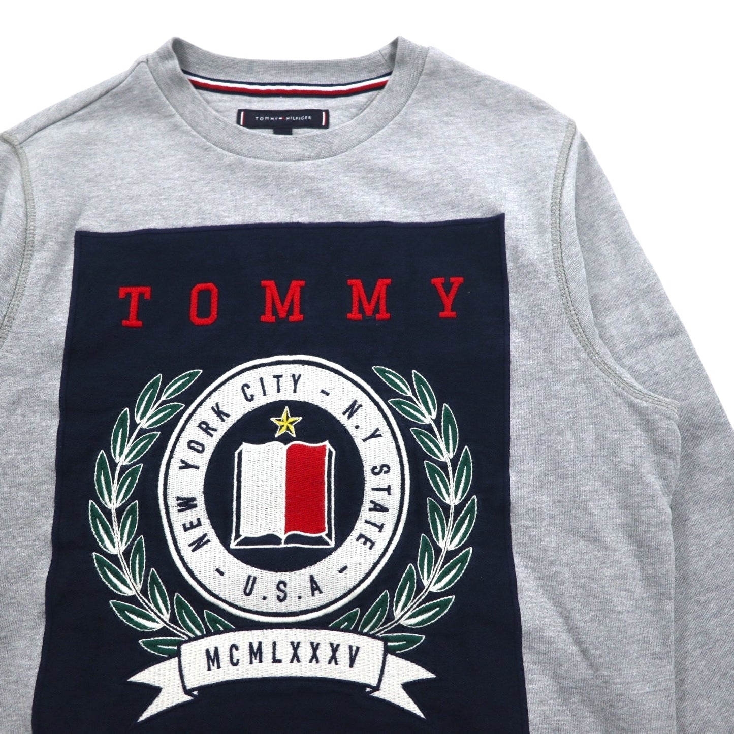 TOMMY HILFIGER プリント クルーネック スウェット S グレー コットン MW0MW09466