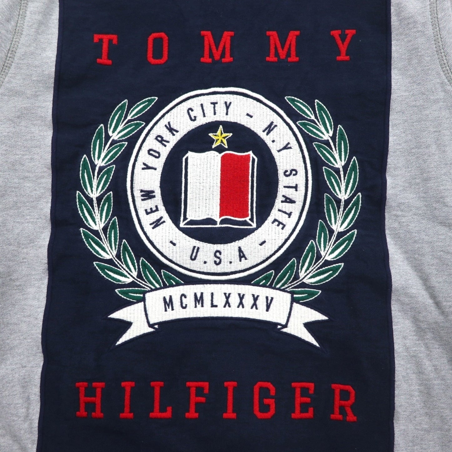 TOMMY HILFIGER プリント クルーネック スウェット S グレー コットン MW0MW09466