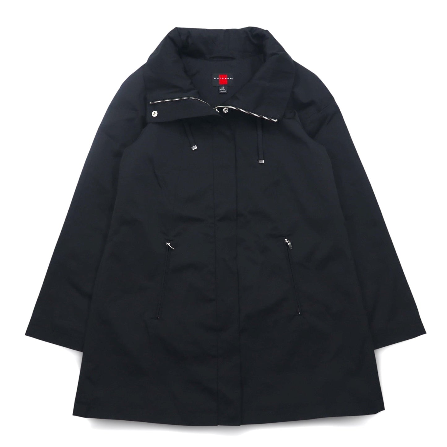 GALLERY スタンドカラー Aライン コート XS ブラック コットン ポリエステル