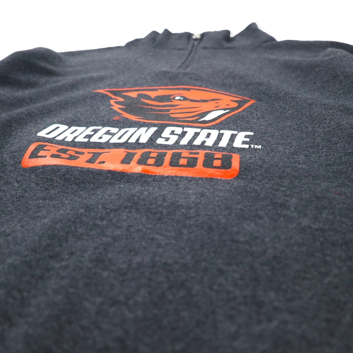 JERZEES ハーフジップ カレッジ スウェット L グレー コットン 裏起毛 NCAA OREGON STATE ホンジュラス製