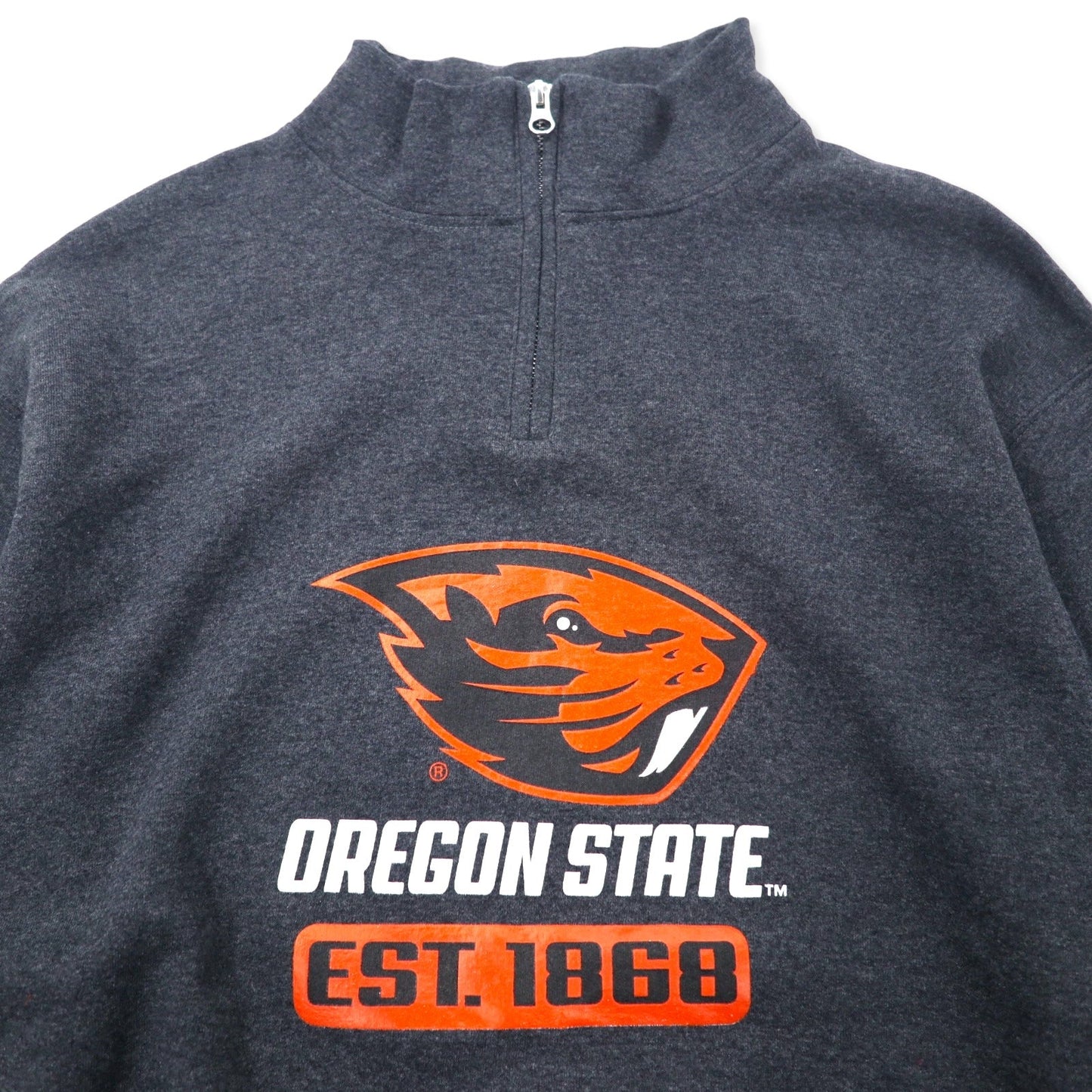 JERZEES ハーフジップ カレッジ スウェット L グレー コットン 裏起毛 NCAA OREGON STATE ホンジュラス製