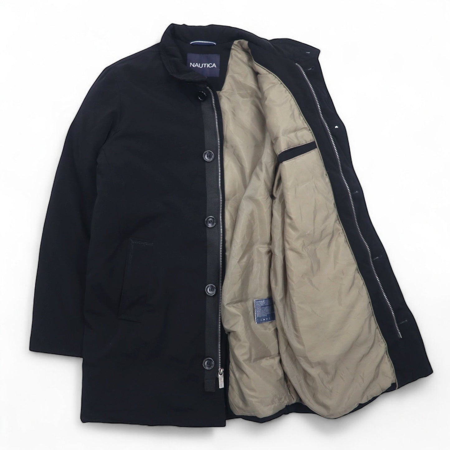 NAUTICA スタンドカラー ダウンジャケット コート S ブラック ポリエステル
