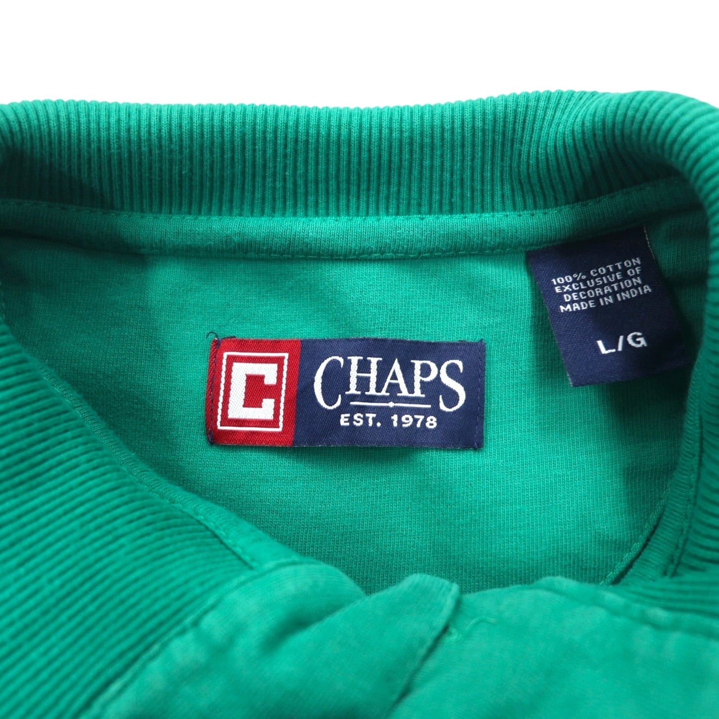 CHAPS ハーフボタン ロングスリーブTシャツ ロンT L グリーン コットン ワンポイントロゴ刺繍