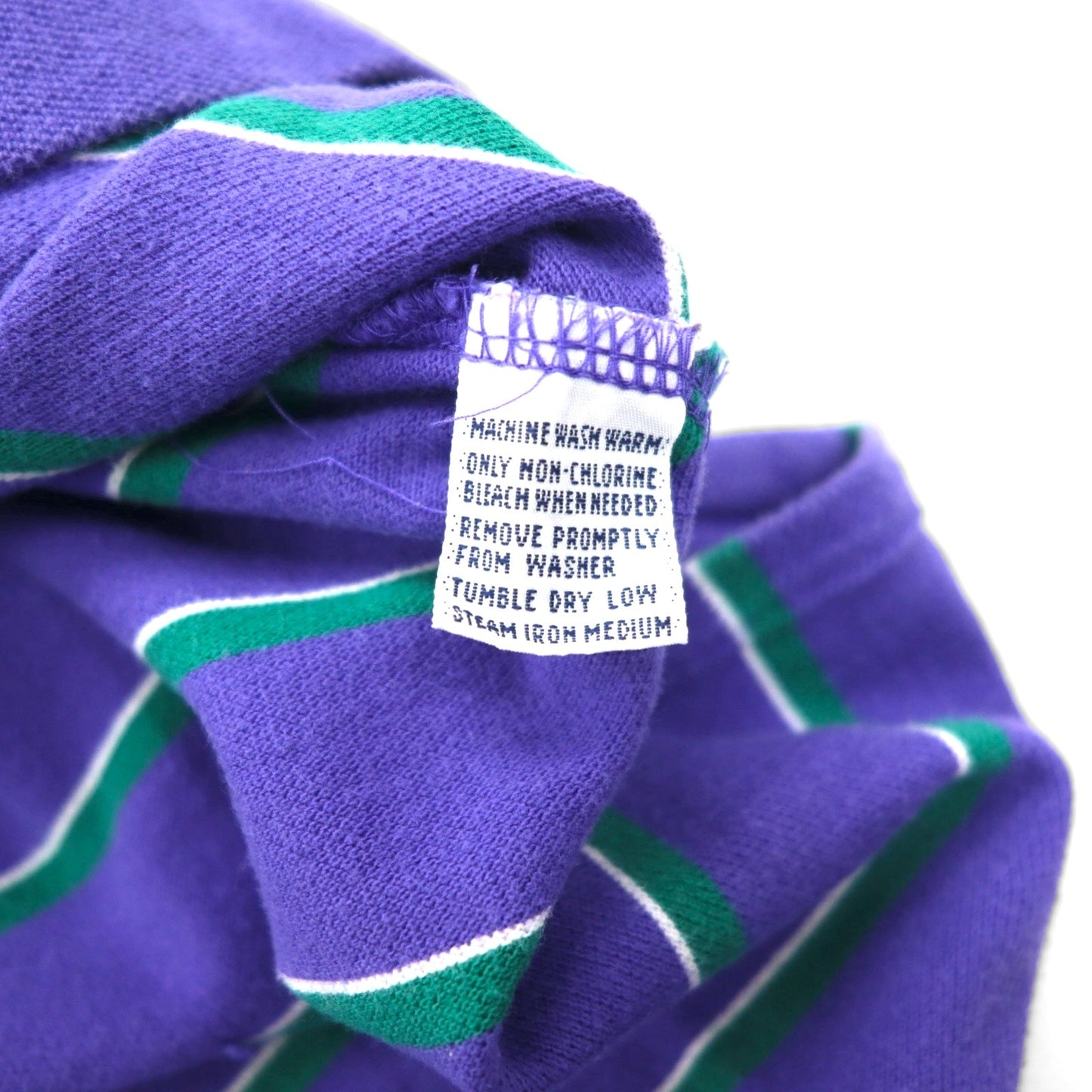 Polo by Ralph Lauren 90年代 ボーダー ポロシャツ L パープル コットン 鹿の子 スモールポニー刺繍