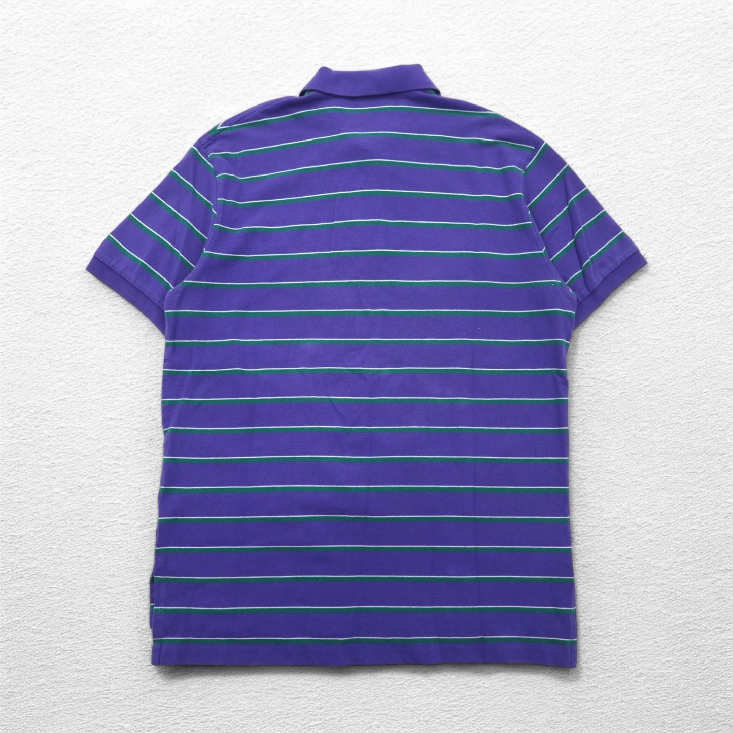 Polo by Ralph Lauren 90年代 ボーダー ポロシャツ L パープル コットン 鹿の子 スモールポニー刺繍