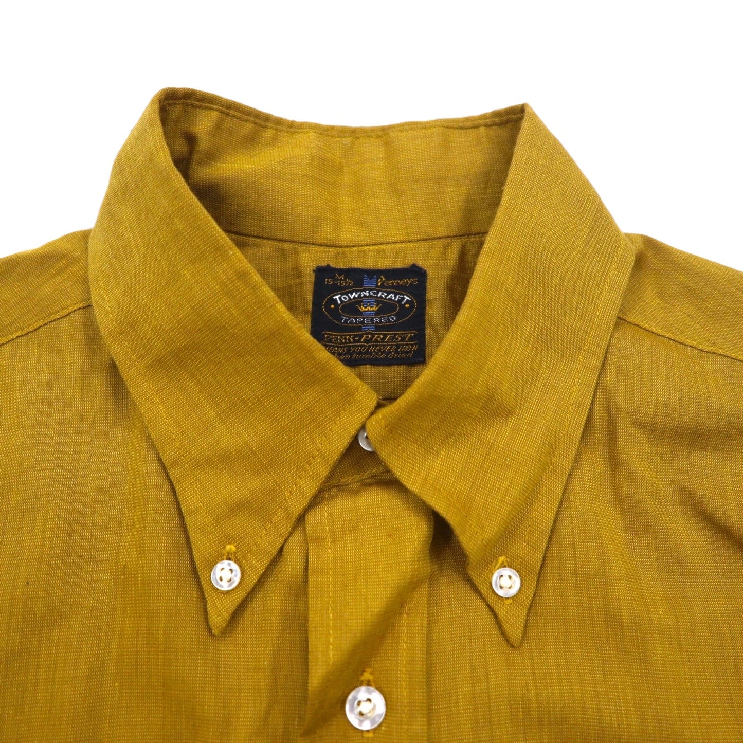 TOWNCRAFT ( Penneys ) 60年代 PENN-PREST 半袖 ボタンダウンシャツ M キャメル コットン