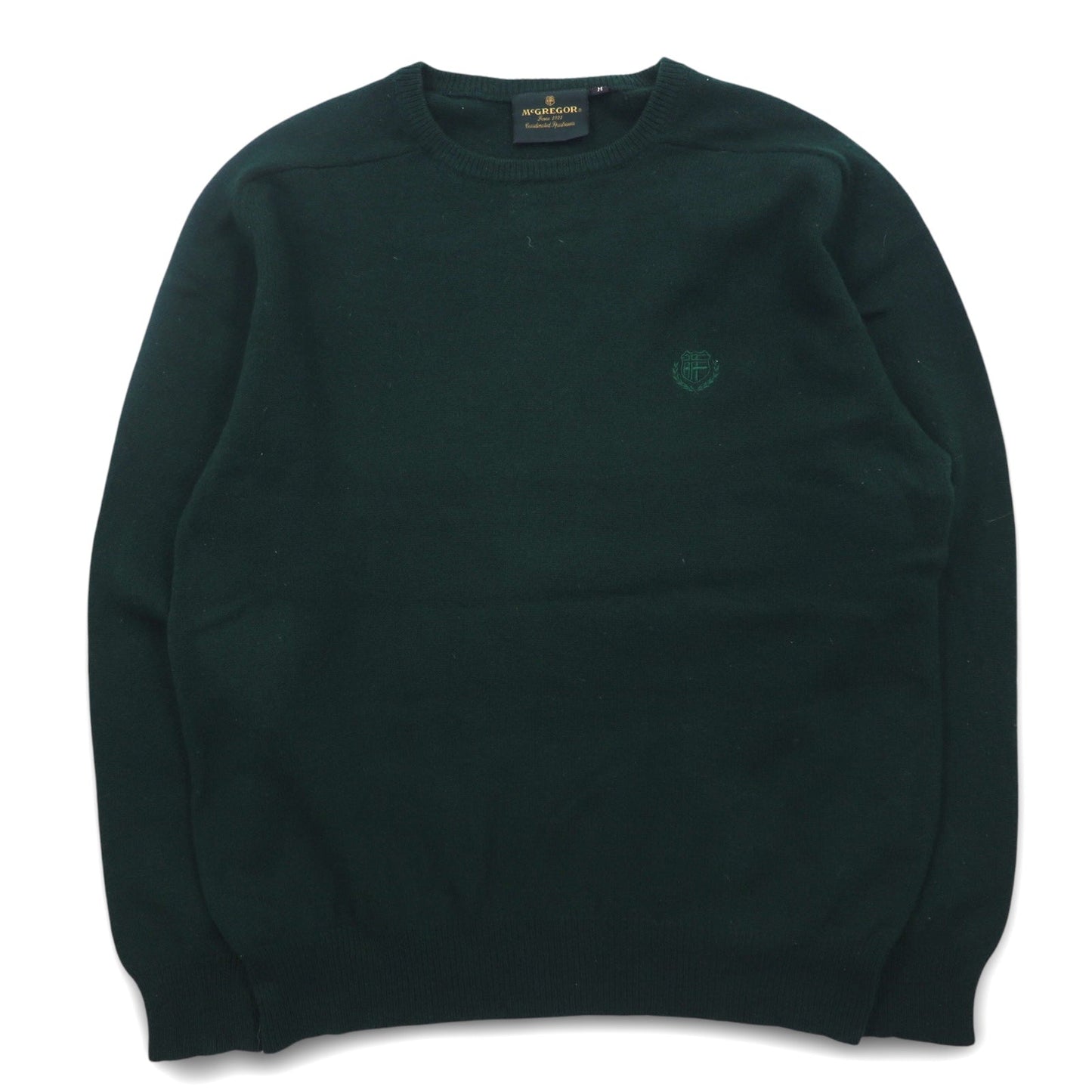 McGREGOR クルーネック ラムウールニット セーター M グリーン 羊毛