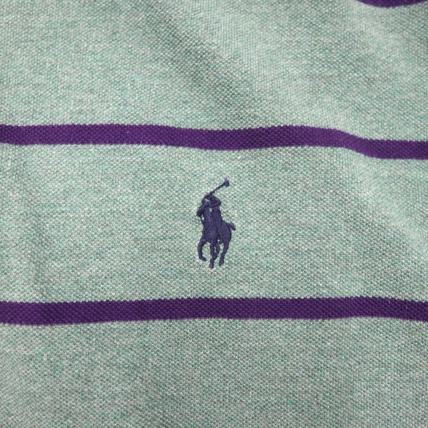 Polo by Ralph Lauren 90年代 ボーダー ポロシャツ XL グリーン コットン 鹿の子 スモールポニー刺繍