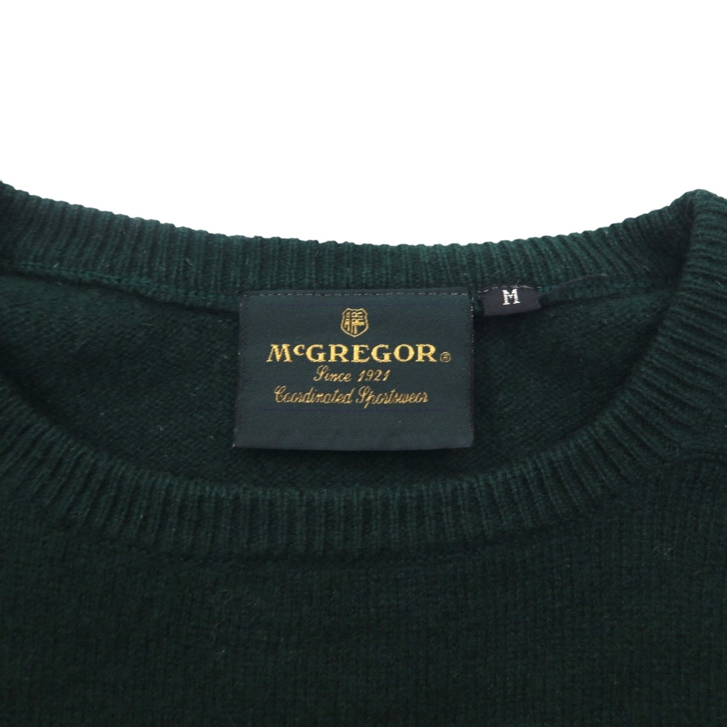 McGREGOR クルーネック ラムウールニット セーター M グリーン 羊毛