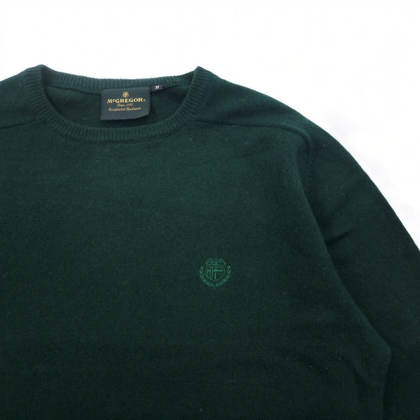 McGREGOR クルーネック ラムウールニット セーター M グリーン 羊毛