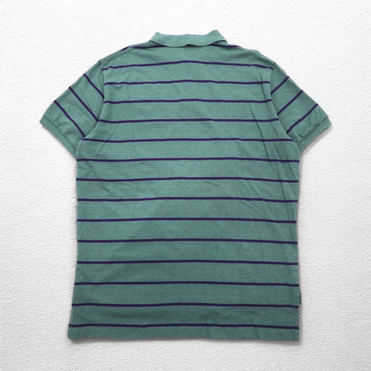 Polo by Ralph Lauren 90年代 ボーダー ポロシャツ XL グリーン コットン 鹿の子 スモールポニー刺繍