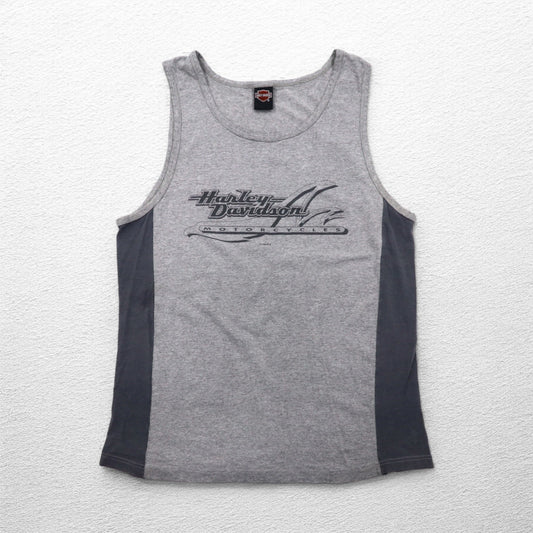 HARLEY DAVIDSON 90年代 USA製 タンクトップ L グレー コットン HONOLULU HAWAII 両面プリント