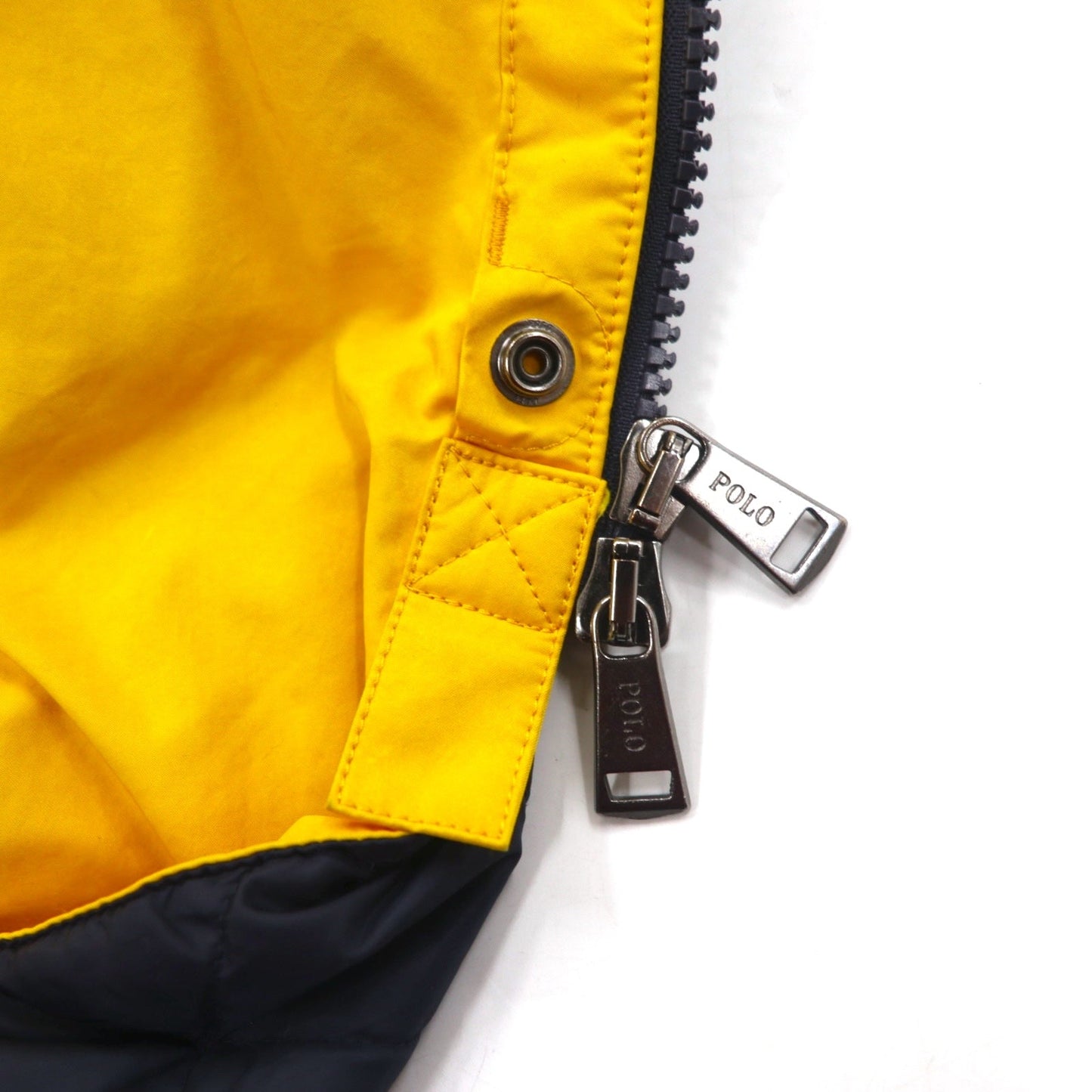 POLO RALPH LAUREN モッズコート ベンチコート XL イエロー ポリエステル ボアライナー 中綿 ドローコード カレッジ ロゴプリント バックロゴ