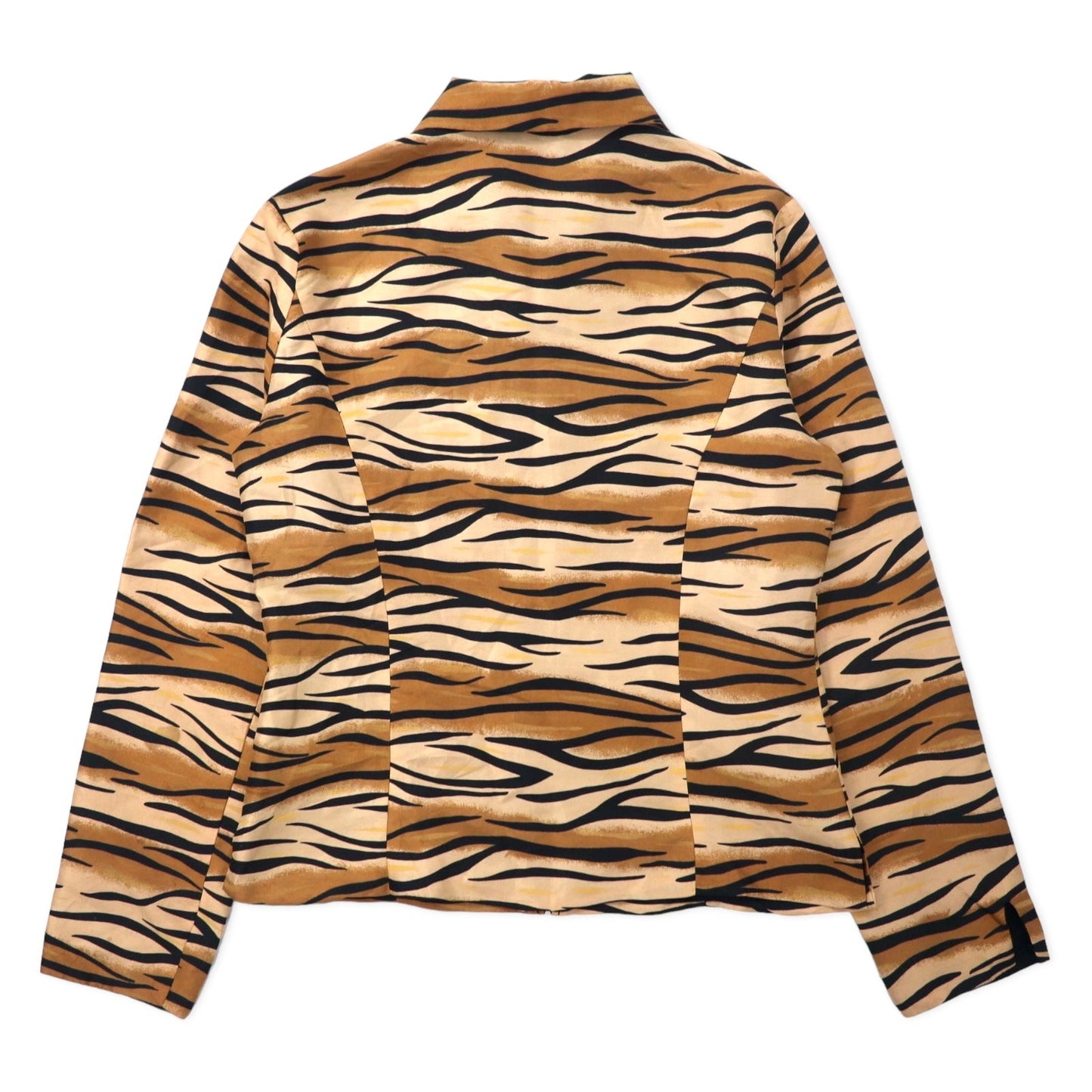 SILKLAND 90年代 フルジップ シルクシャツ 4 ベージュ トラ柄 タイガー