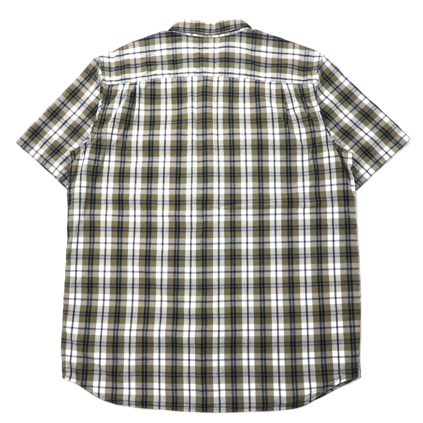 carhartt リラックスフィット 半袖 ボタンダウンシャツ XL カーキ ホワイト チェック コットン ビッグサイズ