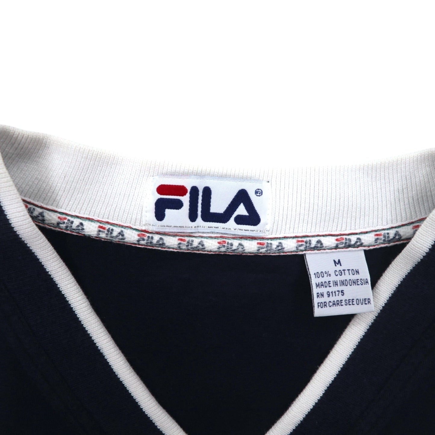 FILA 90年代 Vネック フットボール スウェット XL ネイビー トリコロール ナンバリング