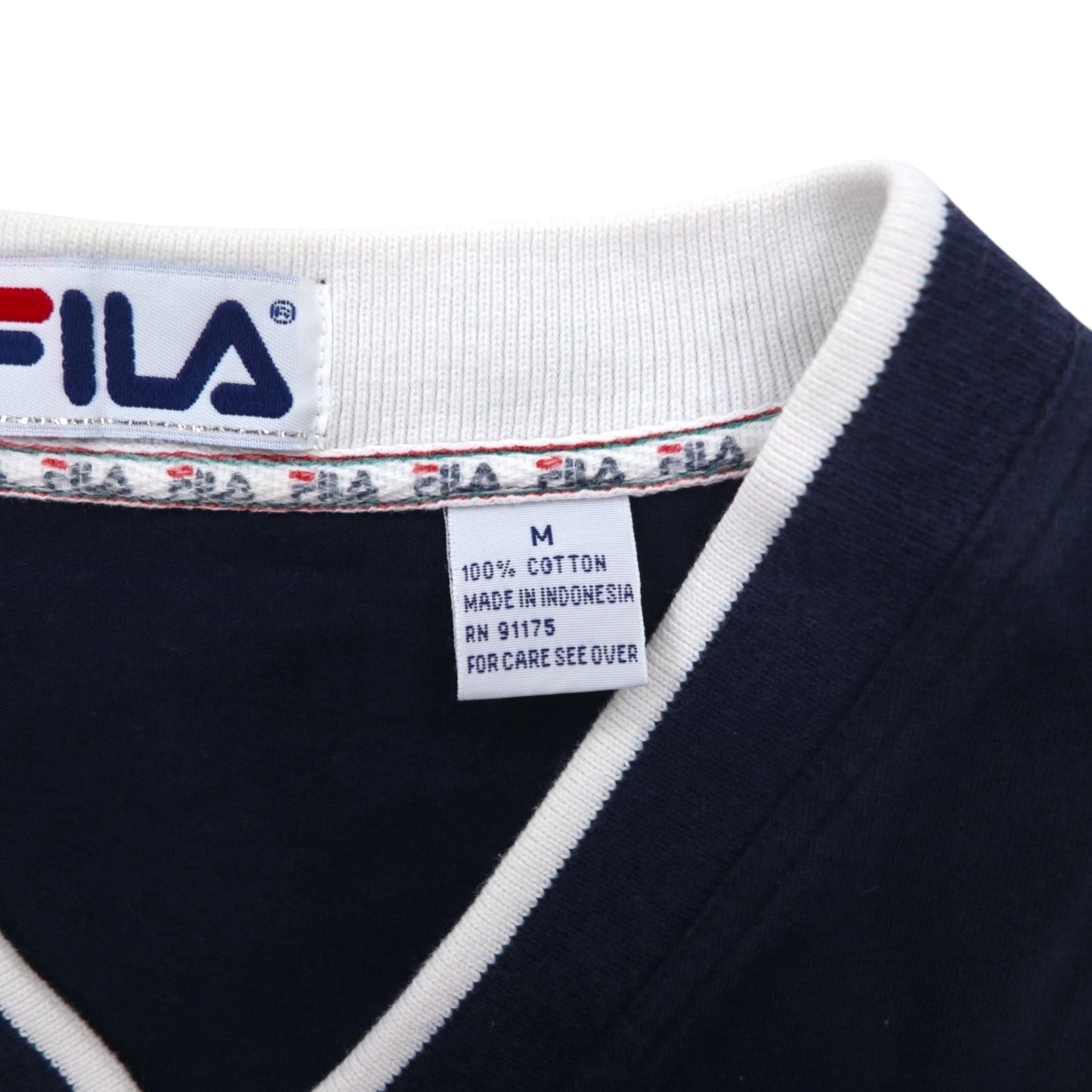 FILA 90年代 Vネック フットボール スウェット XL ネイビー トリコロール ナンバリング