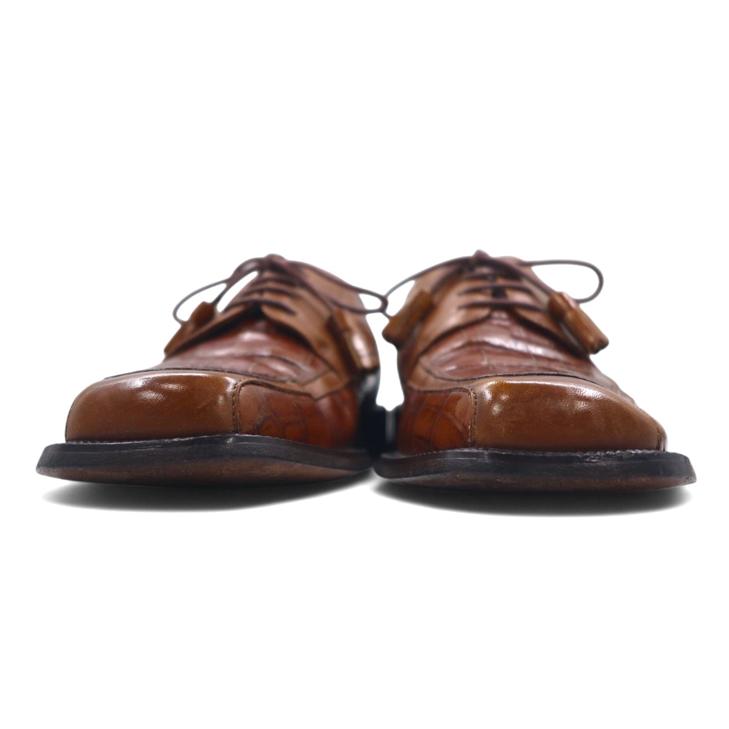 FLORSHEIM Barletta クロコ型押し モックトゥ ドレスシューズ 26.5cm ブラウン レザー タッセル 17022-03