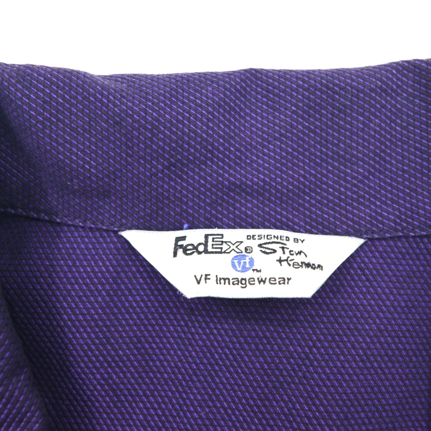 FedEx 90年代 開襟 ワークシャツ 半袖 オープンカラー XL パープル アメリカ 企業 ボックスシルエット Designed By Stan Herman VF Imagewear