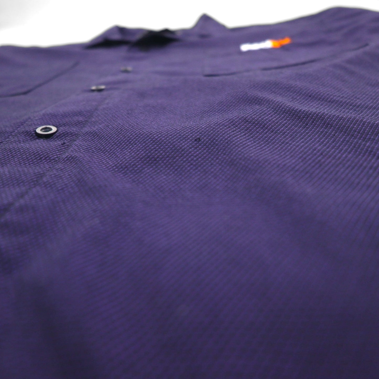 FedEx 90年代 開襟 ワークシャツ 半袖 オープンカラー XL パープル アメリカ 企業 ボックスシルエット Designed By Stan Herman VF Imagewear