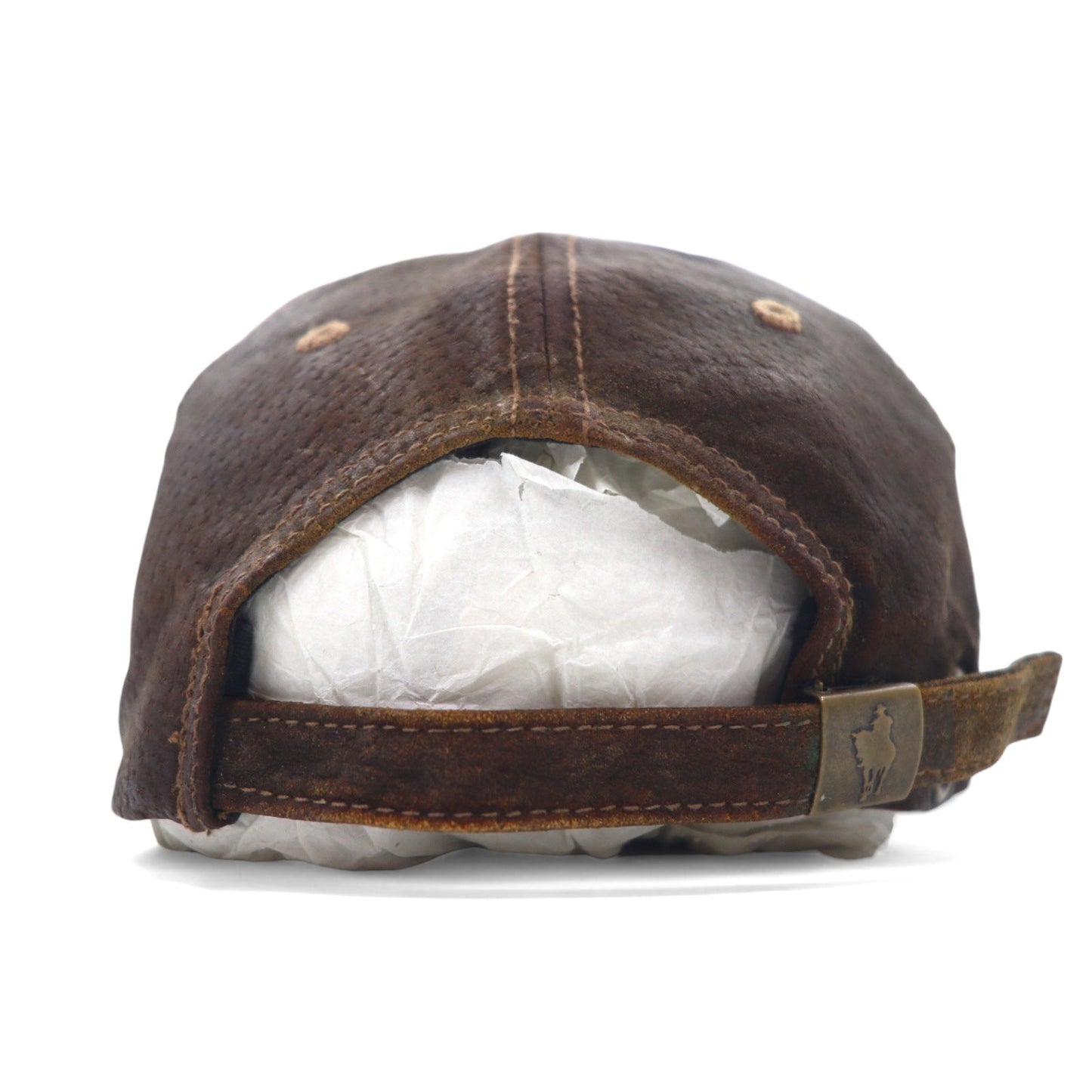 OUTBACK 90年代 オイルド レザー ベースボールキャップ ONE ブラウン ロゴ 刺繍