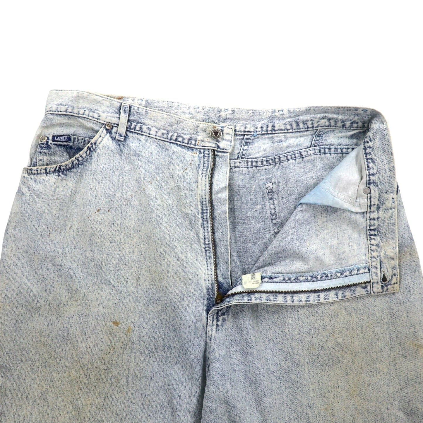 Lee 80年代 USA製 ユニオンチケット ケミカルウォッシュ テーパード デニムパンツ 3XL インディゴ ブルー 307-5099