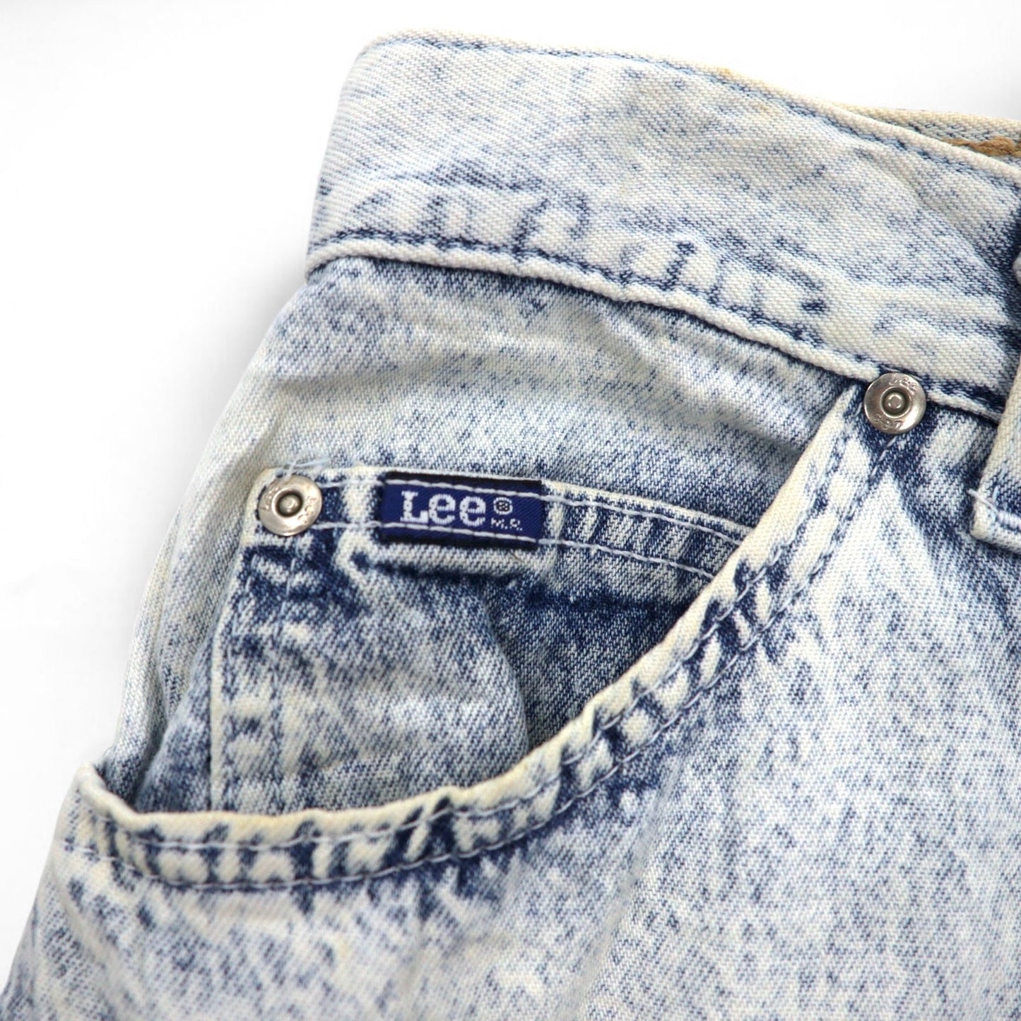 Lee 80年代 USA製 ユニオンチケット ケミカルウォッシュ テーパード デニムパンツ 3XL インディゴ ブルー 307-5099