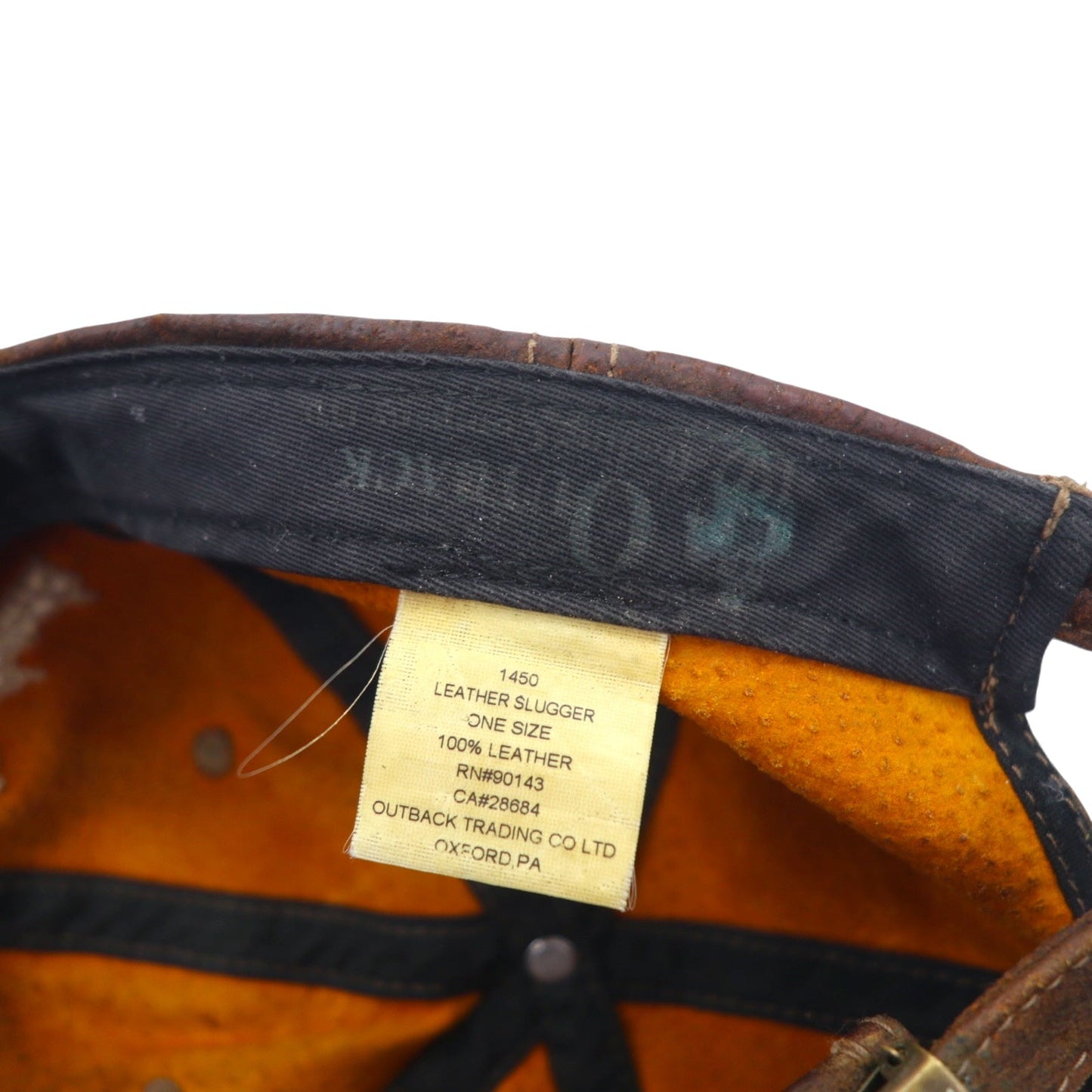 OUTBACK 90年代 オイルド レザー ベースボールキャップ ONE ブラウン ロゴ 刺繍