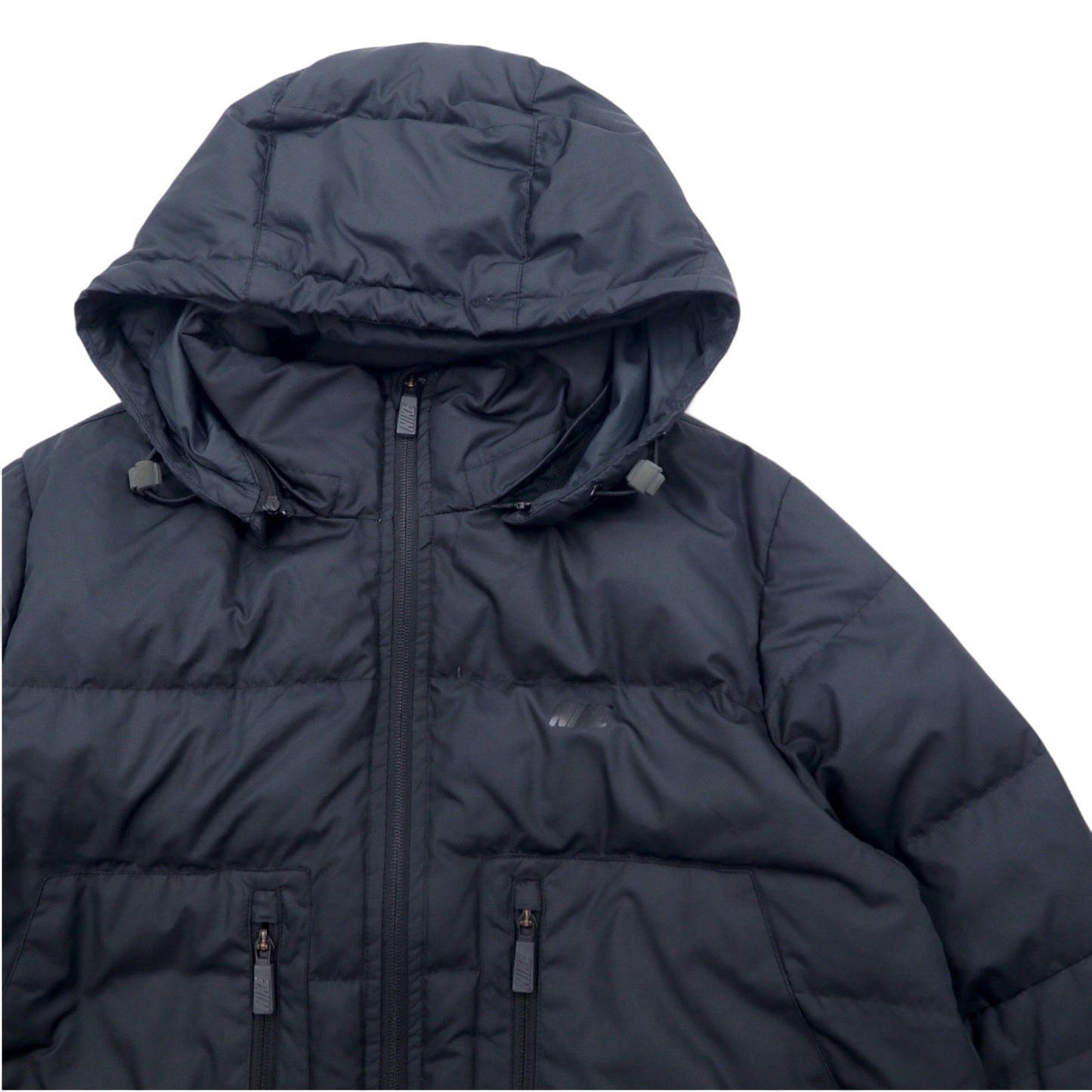 NIKE フード着脱式 550フィルパワー ダウンジャケット L ブラック ダブルジップ ドローコード 546051-010