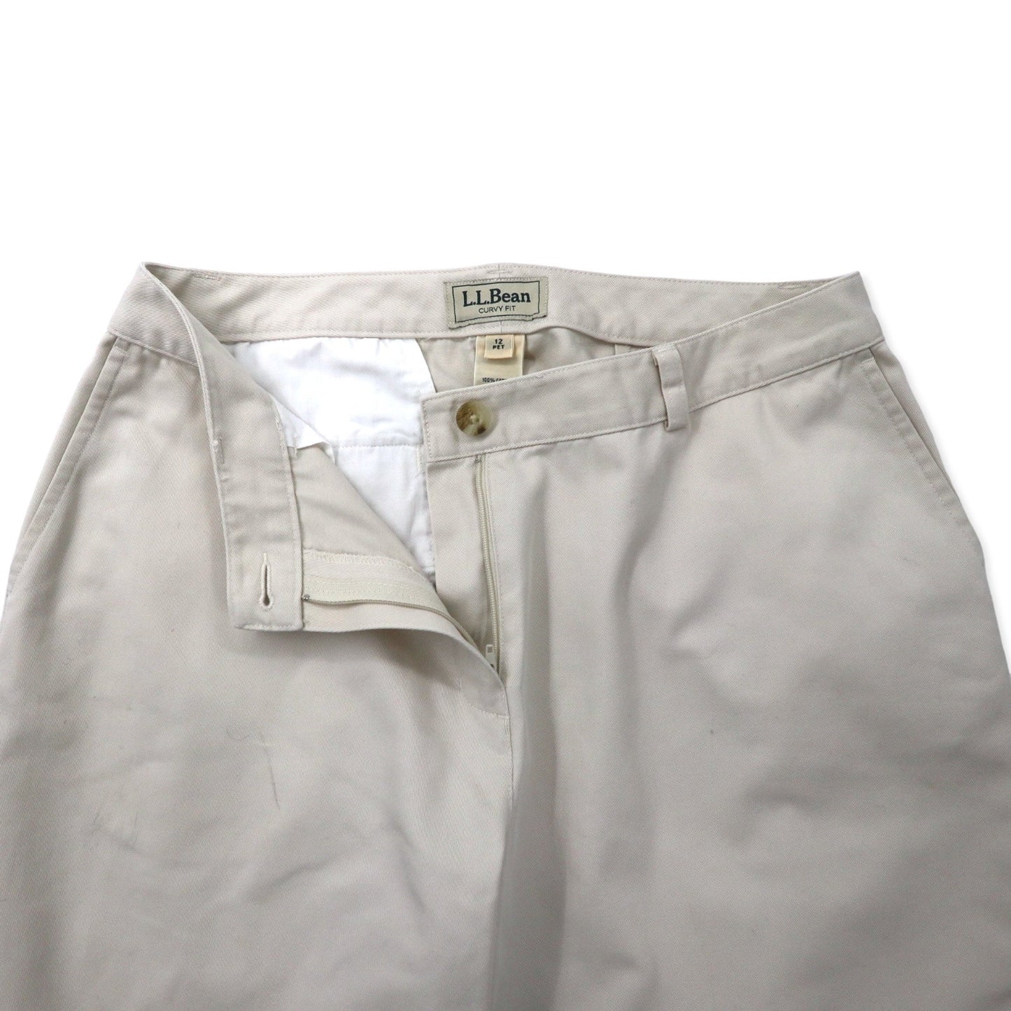 L.L.Bean テーパード チノパンツ 12 ベージュ コットン CURVY FIT 0GBV4
