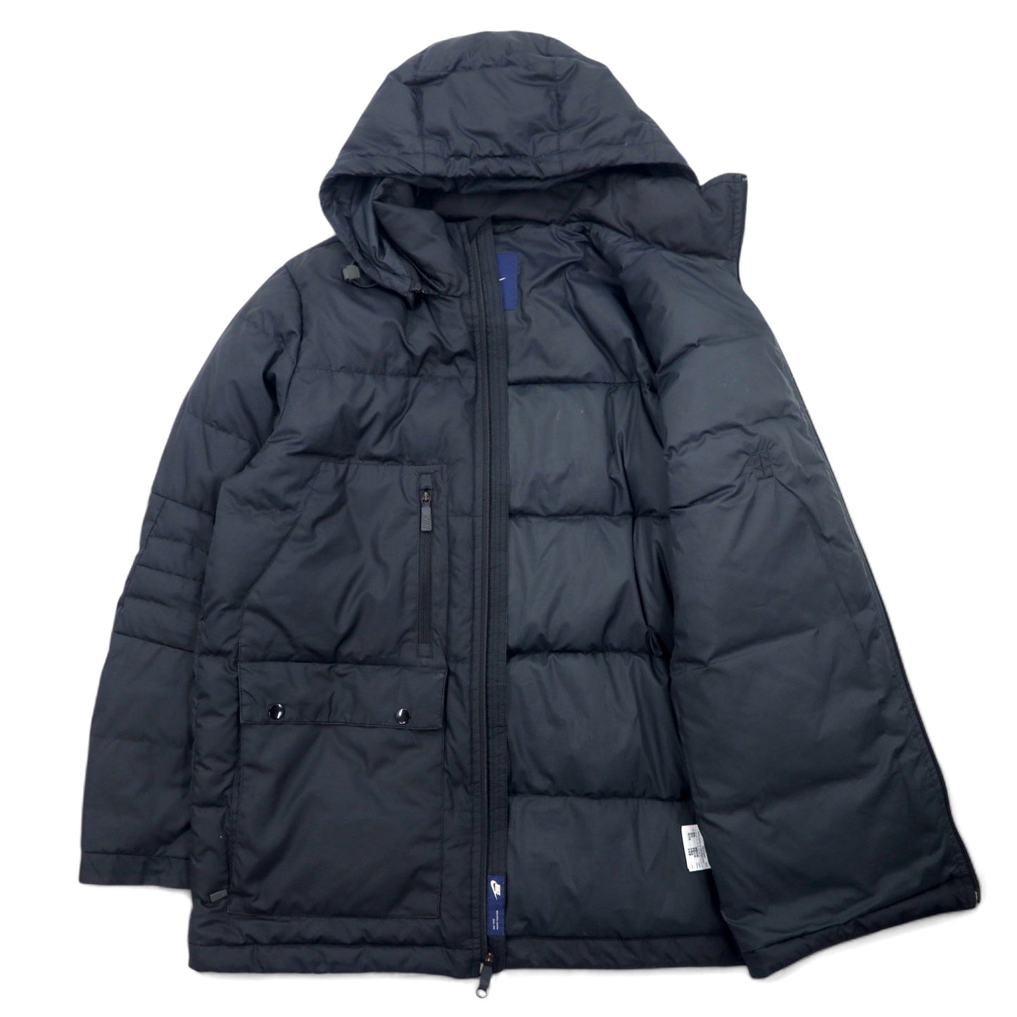 NIKE フード着脱式 550フィルパワー ダウンジャケット L ブラック ダブルジップ ドローコード 546051-010