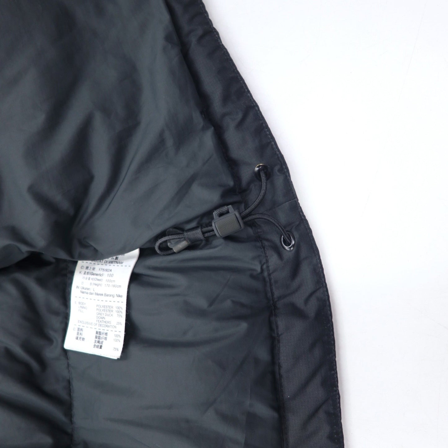 NIKE フード着脱式 550フィルパワー ダウンジャケット L ブラック ダブルジップ ドローコード 546051-010