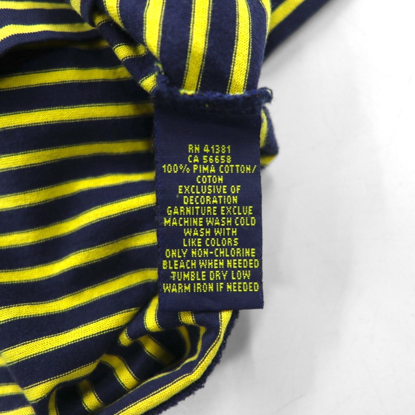POLO RALPH LAUREN ピマコットン ボーダー ポロシャツ M イエロー ネイビー ポニー刺繍 PRO FIT