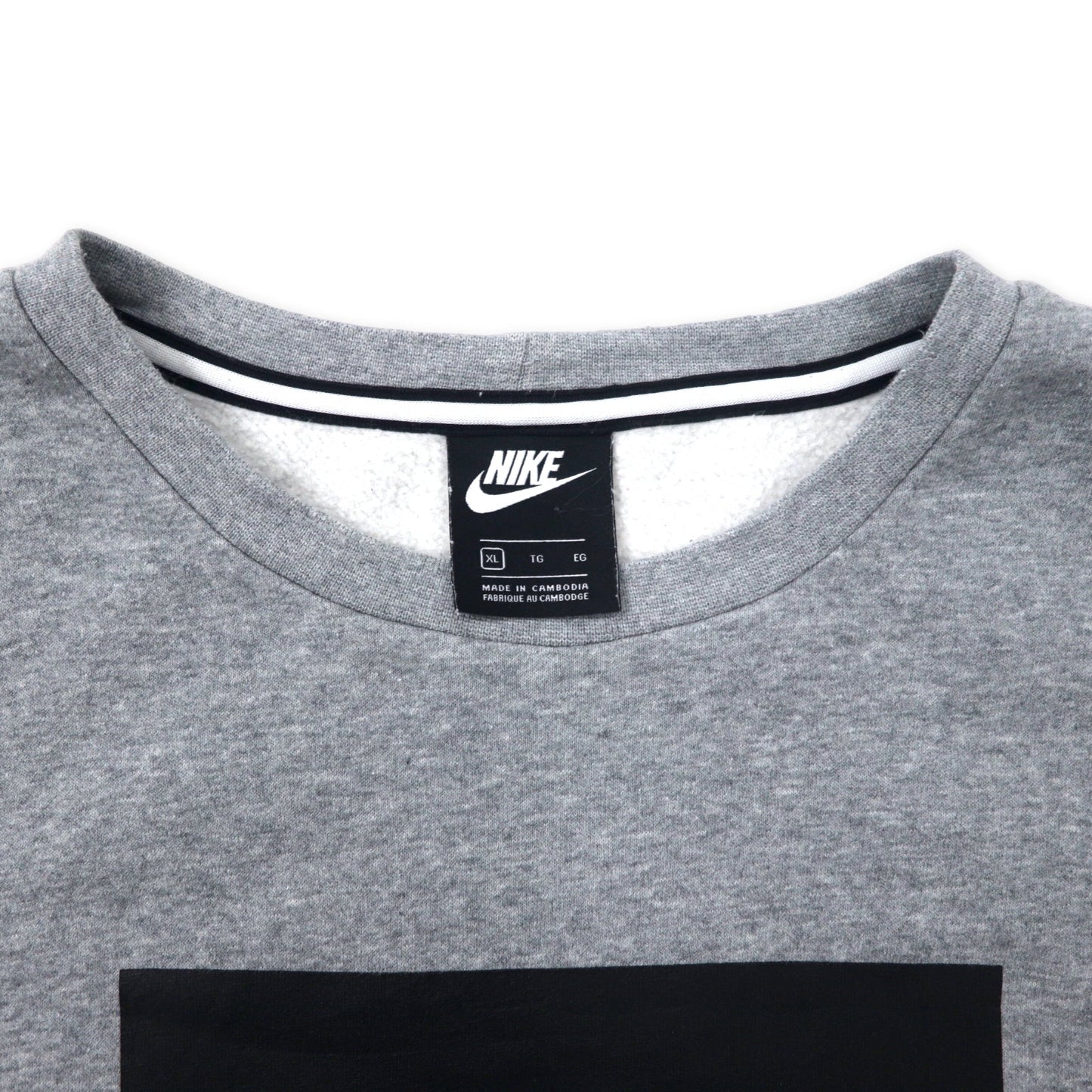 NIKE ボックスロゴ プリントスウェット XL グレー コットン 裏起毛 サイドスリットジップ AIR Sweatshirt Fleece Crew Side Zip Standard Fit CD9220-063