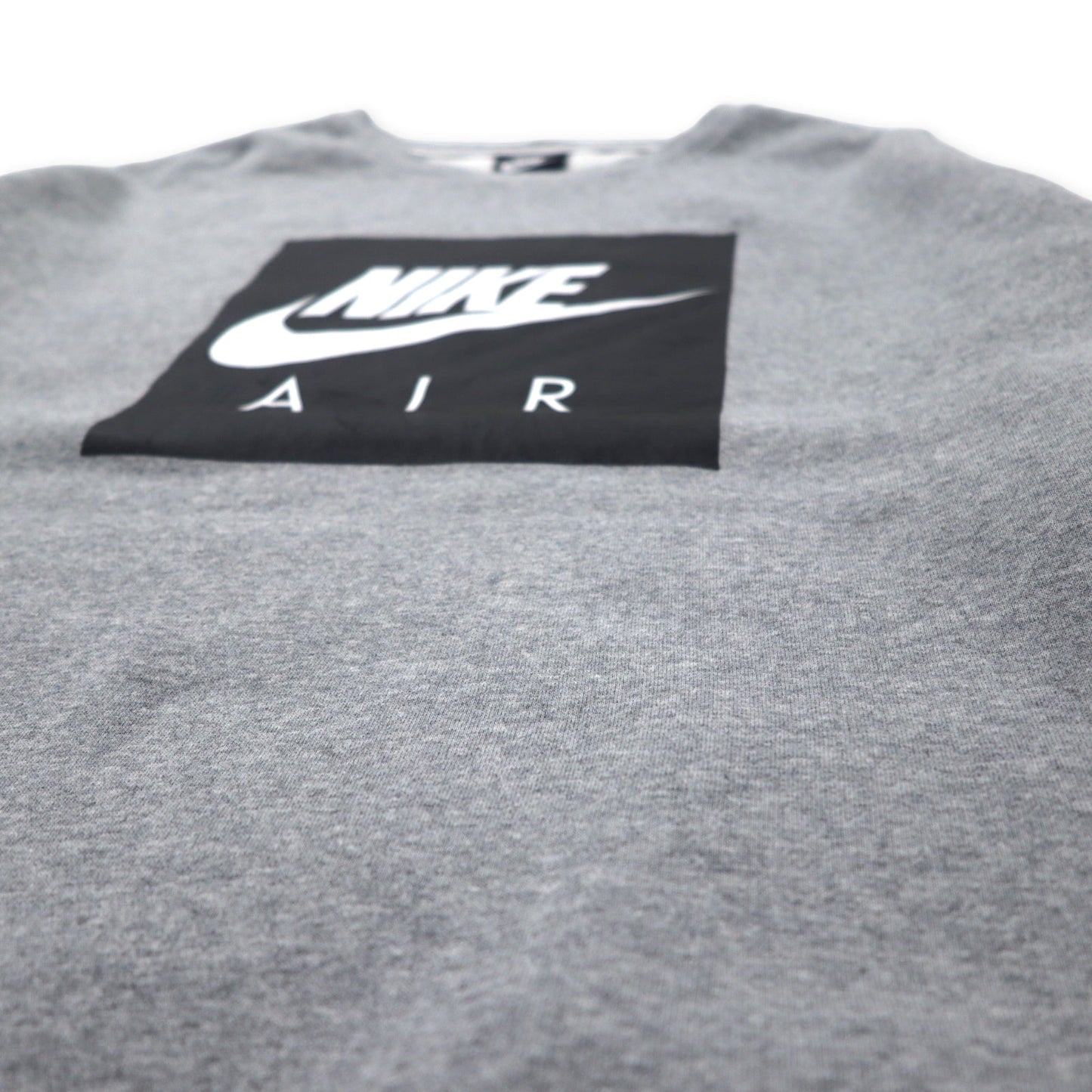 NIKE ボックスロゴ プリントスウェット XL グレー コットン 裏起毛 サイドスリットジップ AIR Sweatshirt Fleece Crew Side Zip Standard Fit CD9220-063