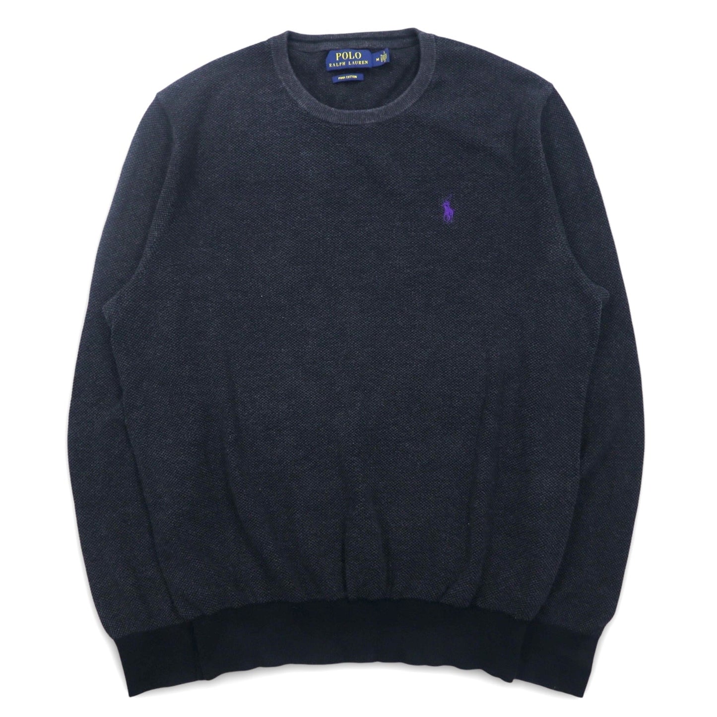 POLO RALPH LAUREN クルーネック ピマコットン ニット セーター M グレー スモールポニー刺繍