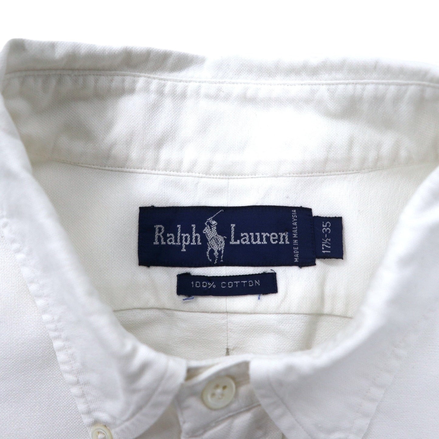 Ralph Lauren オックスフォード ボタンダウンシャツ 17.5-35 ホワイト コットン スモールポニー刺繍 ビッグサイズ