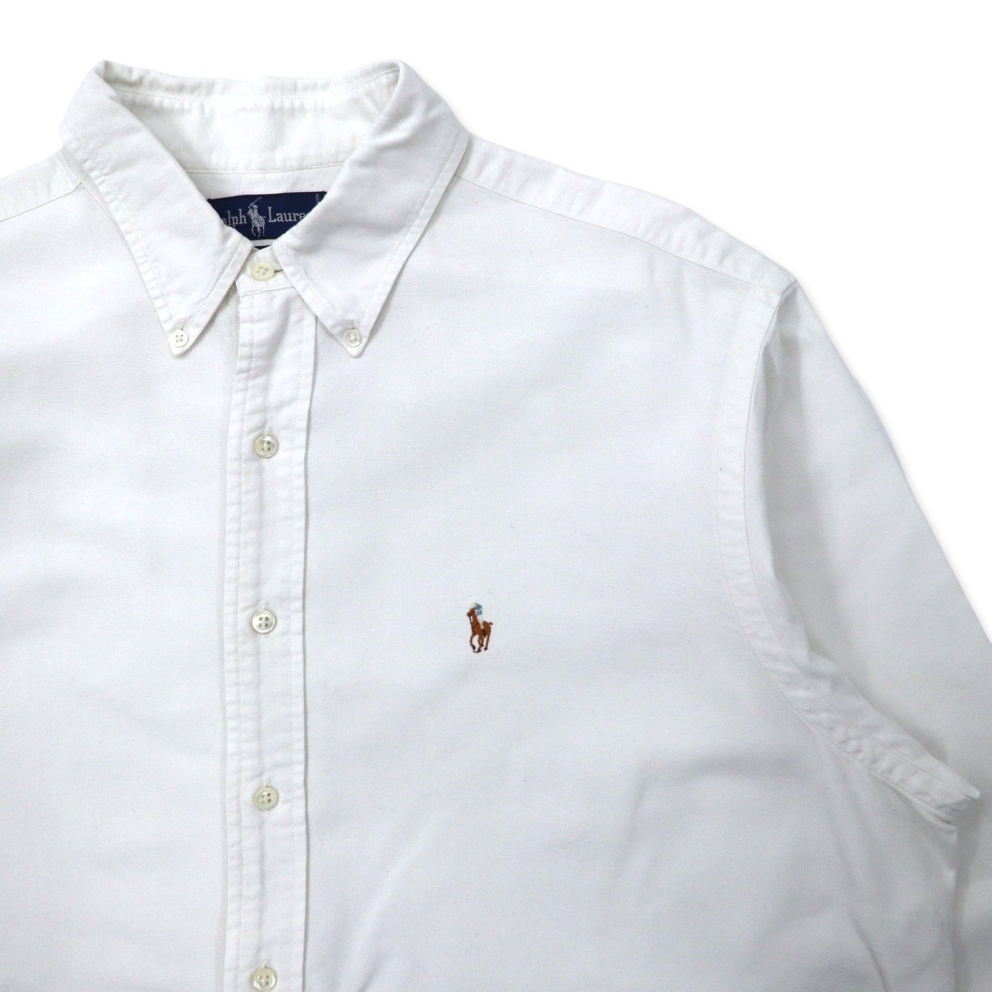 Ralph Lauren オックスフォード ボタンダウンシャツ 17.5-35 ホワイト コットン スモールポニー刺繍 ビッグサイズ