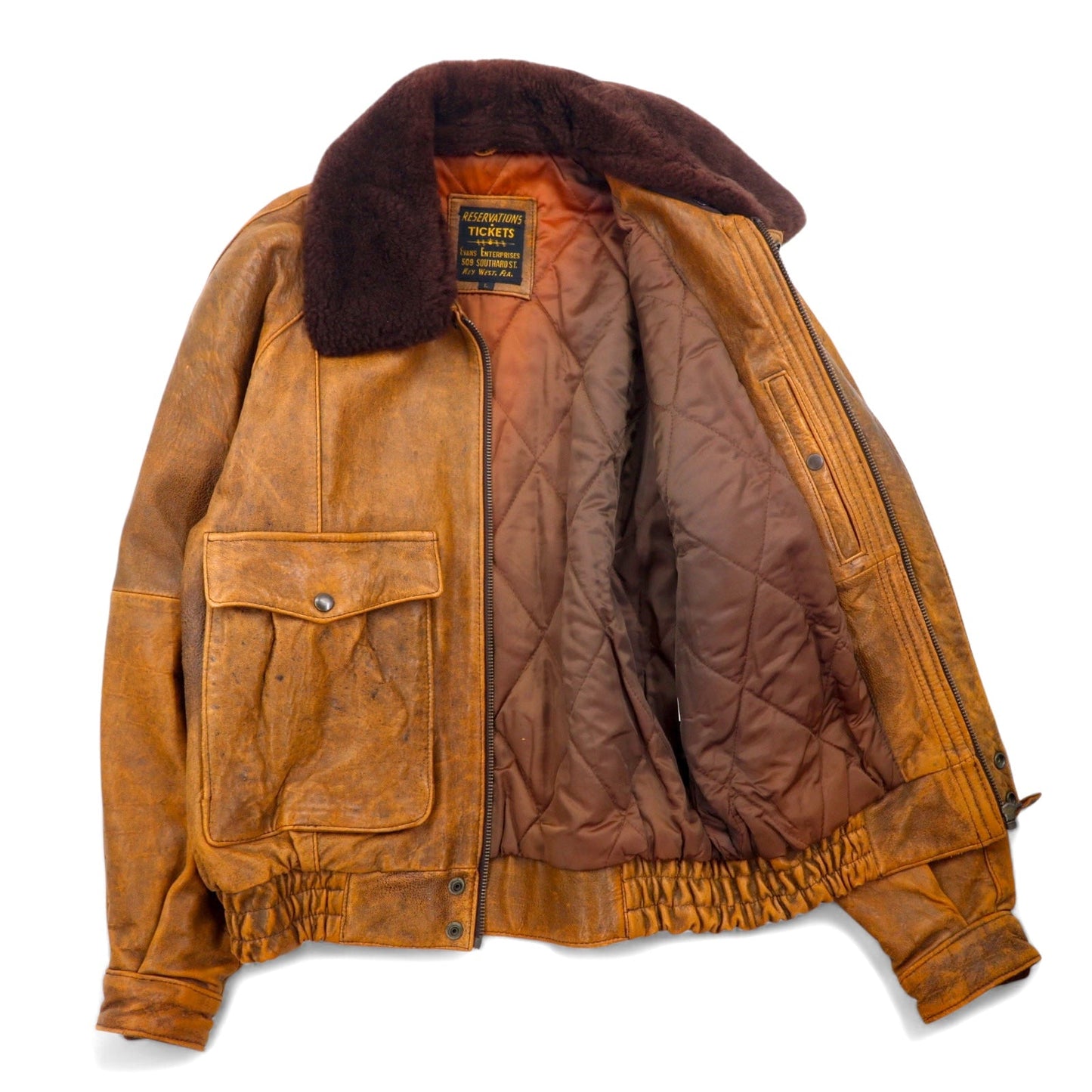 EVANS ENTERPRISES G-1 Lambskin Bomber Jacket ラムレザー フライトジャケット ボンバージャケット L ブラウン 羊革 襟ボア着脱式