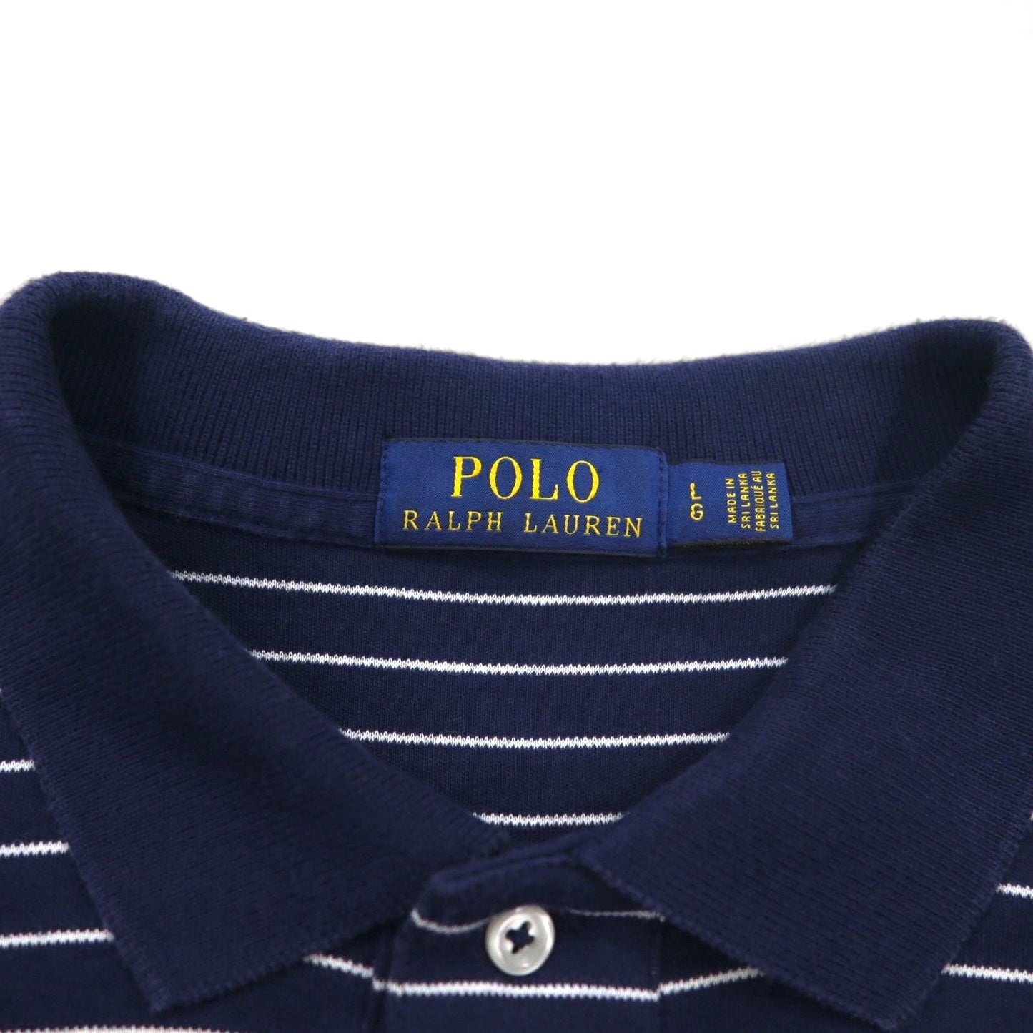 POLO RALPH LAUREN ボーダー ポロシャツ L ネイビー コットン スモールポニー刺繍 スリランカ製