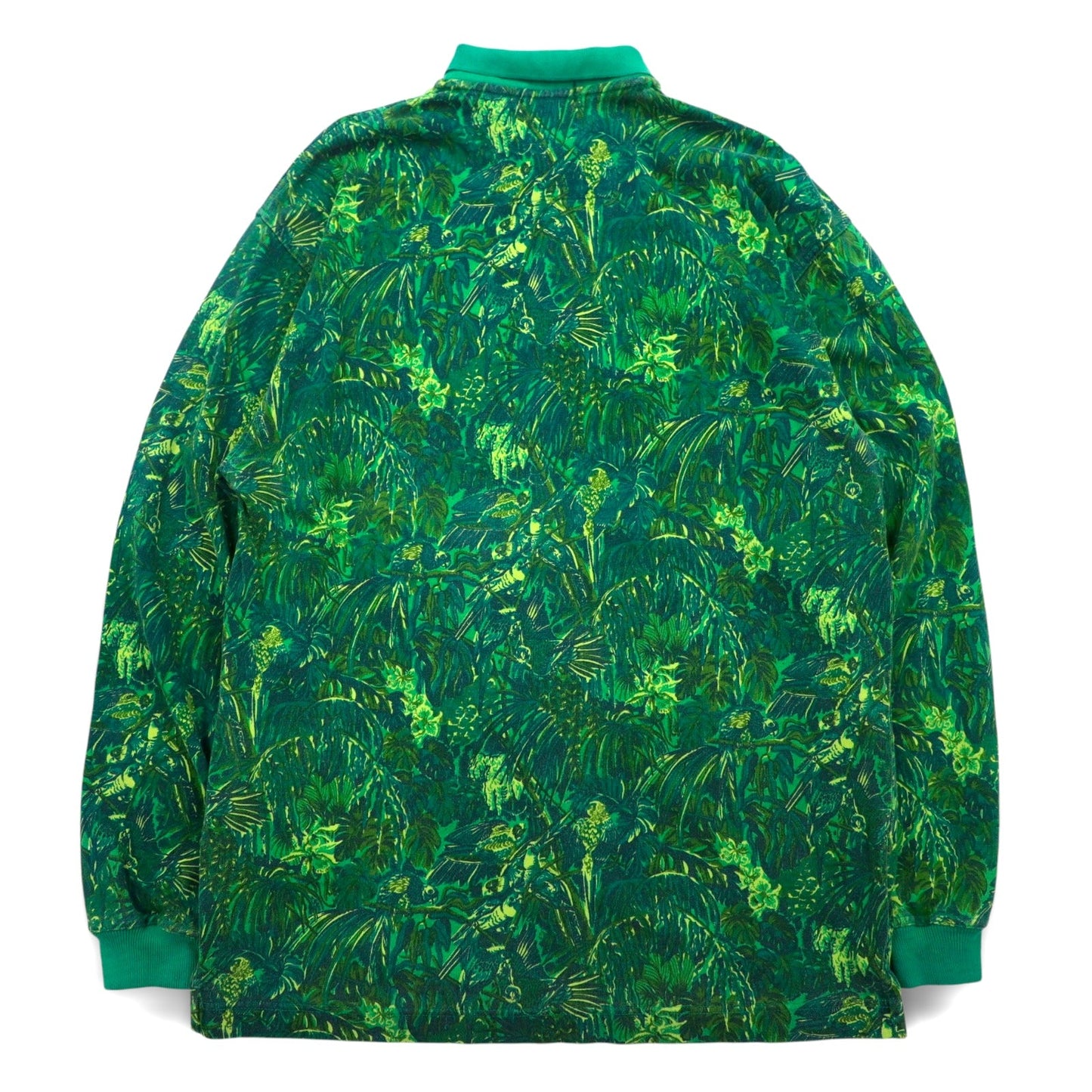 nautica 90年代 ビッグサイズ 長袖 ポロシャツ L グリーン コットン 総柄 カモフラ ボタニカル