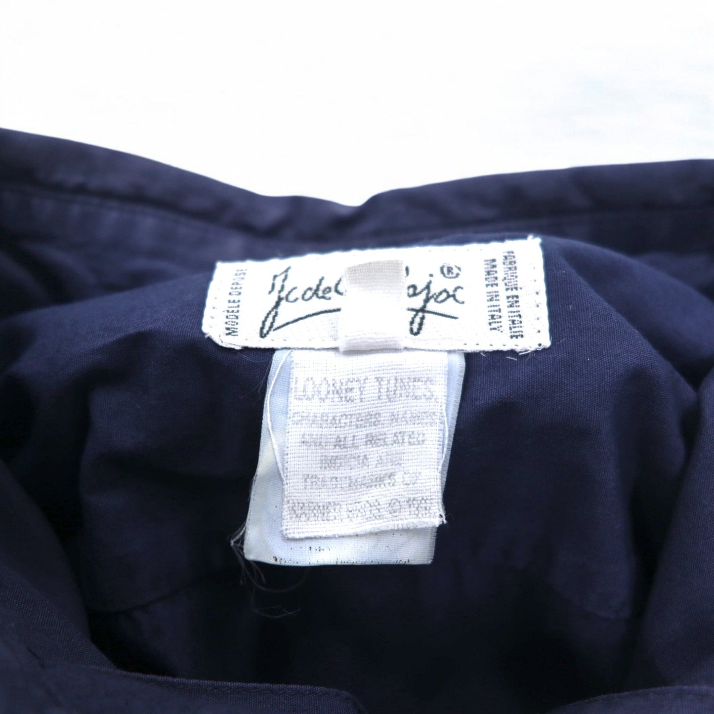 JC de Castelbajac × WARNER BROS イタリア製 90年代 ボタンダウンシャツ L ネイビー LOONEY TUNES バッグスバニー 刺繍