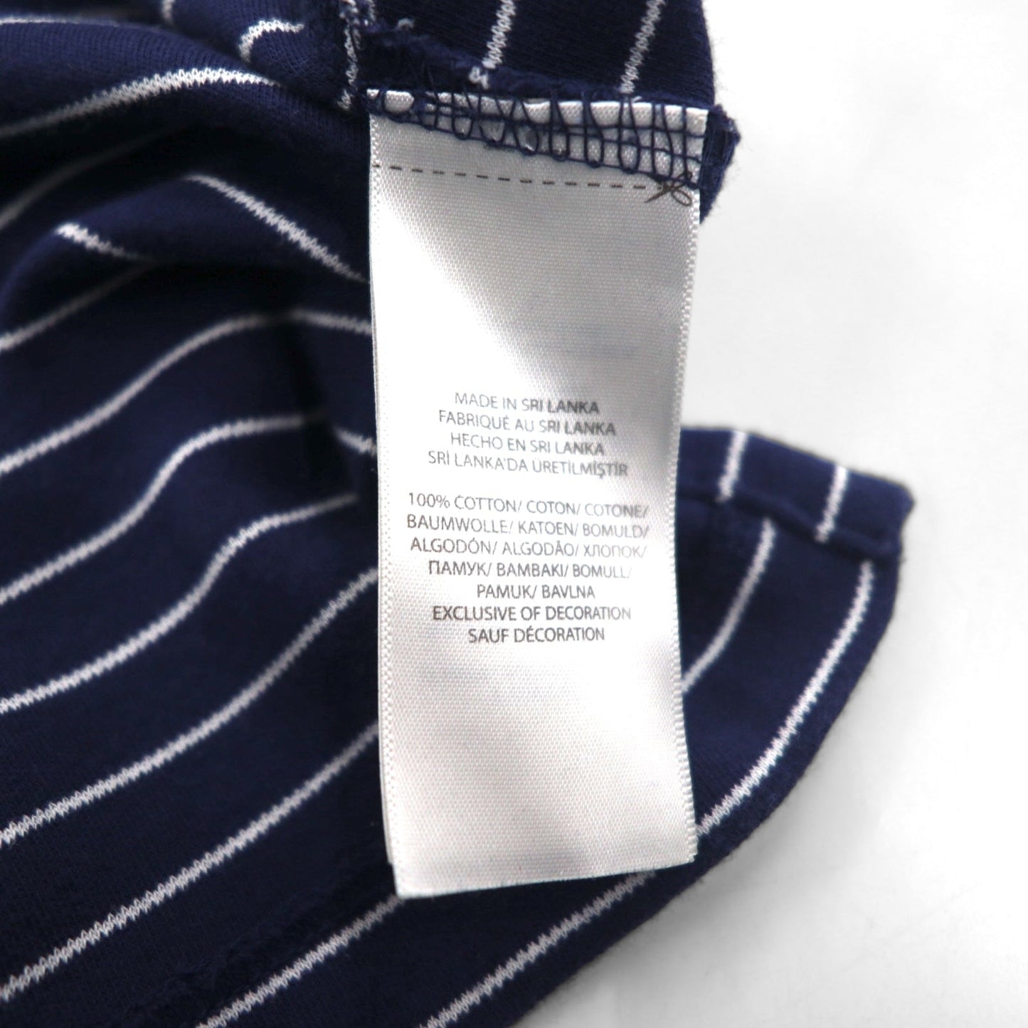 POLO RALPH LAUREN ボーダー ポロシャツ L ネイビー コットン スモールポニー刺繍 スリランカ製